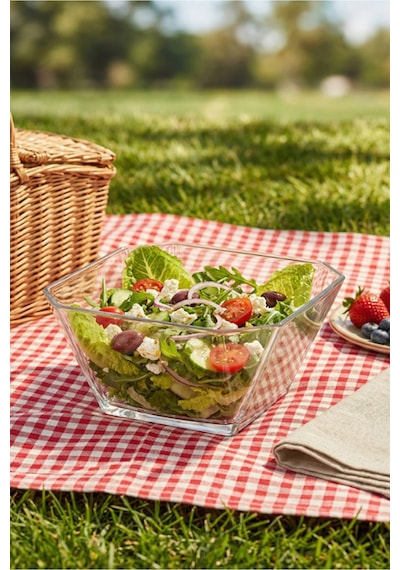 Lav Karen Cam Salata Kasesi Tekli Ekstra Büyük 1900 ml (Sunum Kasesi , Hazırlık Kasesi)