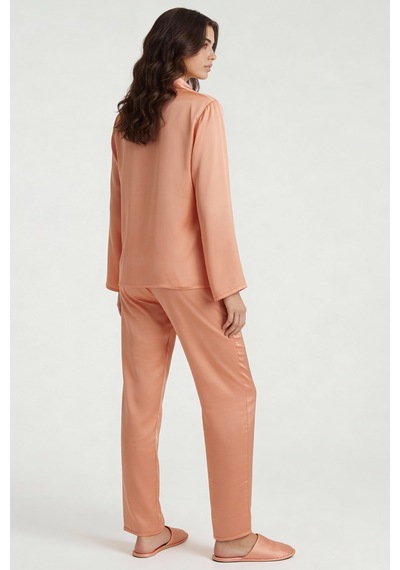 Amoris Somon Uzun Saten Pijama Takımı