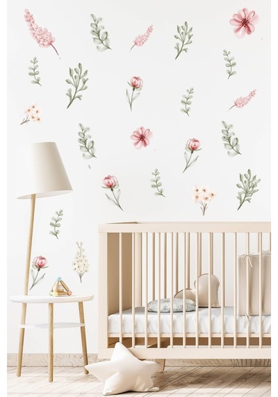 MSticker Okaliptus Çiçekler Çocuk Bebek Odası Sticker Seti