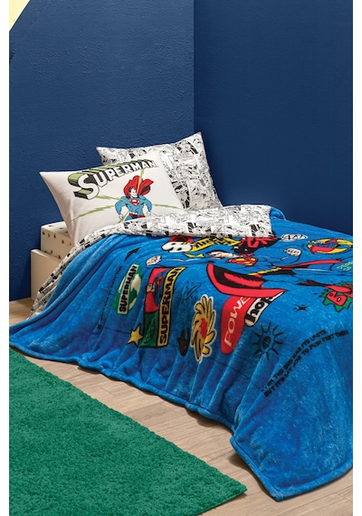 Puffy Superman Power Tek Kişilik Wellsoft Battaniye - Mavi