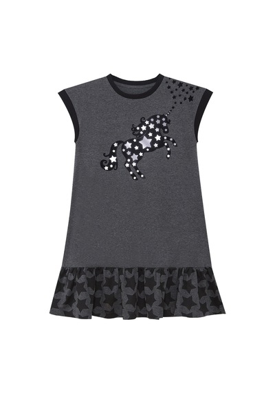 Denokids Mshb&g Yıldızlı Unicorn Kız Çocuk Elbise Çok Renkli