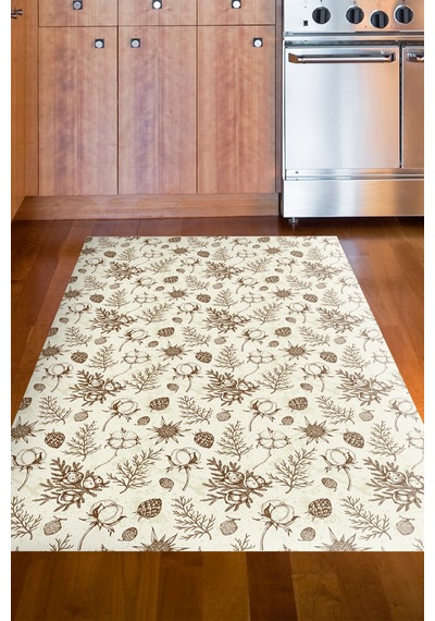 Alanur Home Kaymaz Dijital Mutfak & Salon Halı Trend Vintage Al5012 Bej