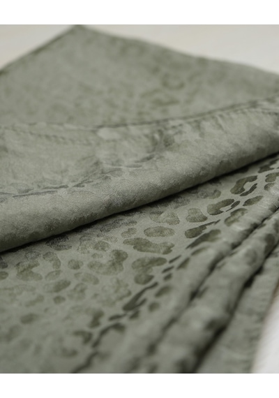 Laurel Scarf Leopar Desen Pamuk Ayrobin Jakar Şal Mint Yeşil