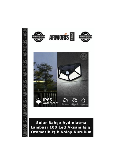 Solar Bahçe Aydınlatma Lambası 100 Led Akşam Işığı Otomatik Işık Kolay Kurulum