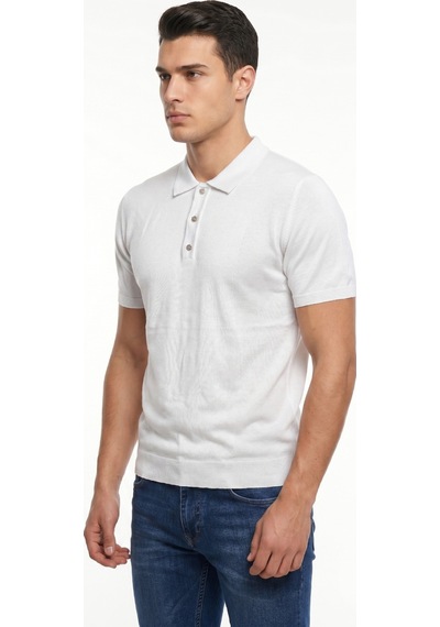 Raymons Erkek Polo Yaka Kısa Kollu Triko Tişört Regular Kalıp Bgl-st05560 Beyaz