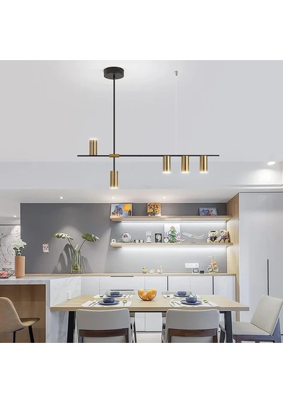 Lilia 5 Spotlu Sıralı Yemek Masası Avize Ra-avz- 5006-82-19 Siyah - Eskitme