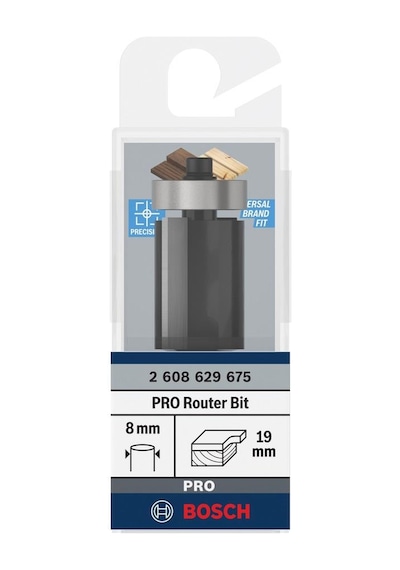 Bosch Pro 19x25.4 Mm Alt Rulmanlı Gömme Trim Freze Ucu 2608629675