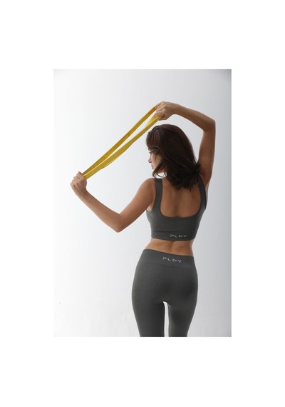 Playsportswear Seamless Gri Normal Bel Fitted Basic Sporcu Tayt Takımı Gri