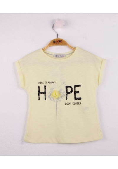 Toontoy Kids Toontoy Kız Çocuk Hope Baskılı Tişört Sarı