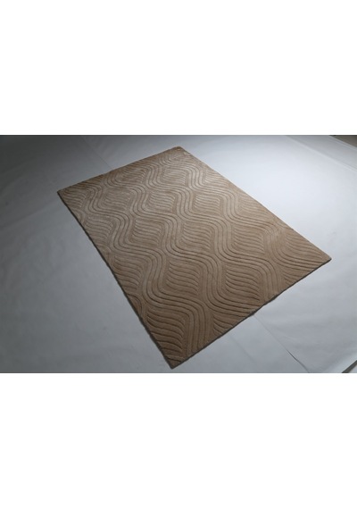 Çam Halı Emboss Jr10 Bej Modern Desen Yeni Zellanda Yünü Ve Viskon El Dokuması Halı - 80x150 Bej
