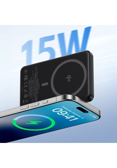 Benks Mp17 Armorgo M-safe Özellikli 600d Aramid Fiber Qi2 Teknolojili Powerbank 15w 10000mah Siyah Siyah