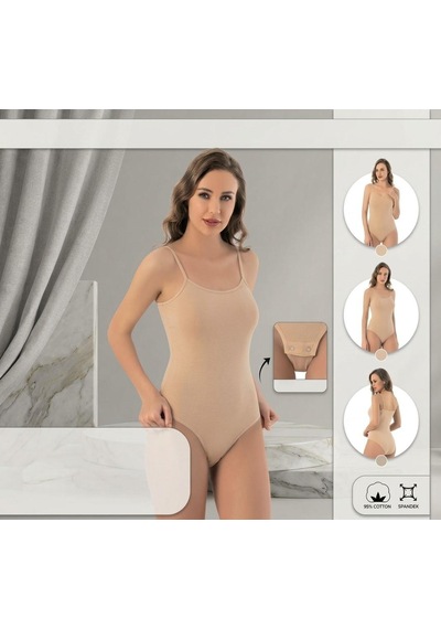 Perafit Kadın 3'lü Paket İnce İp Askılı Pamuklu Likralı Çıtçıtlı Body Seti Siyah Beyaz Ten Rengi Esnek Rahat Düz Basic Badi Çok Renkli