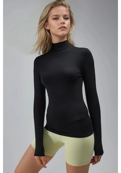 Hiccup Busem Slim Fit Yarım Balıkçı Yaka Bluz Siyah