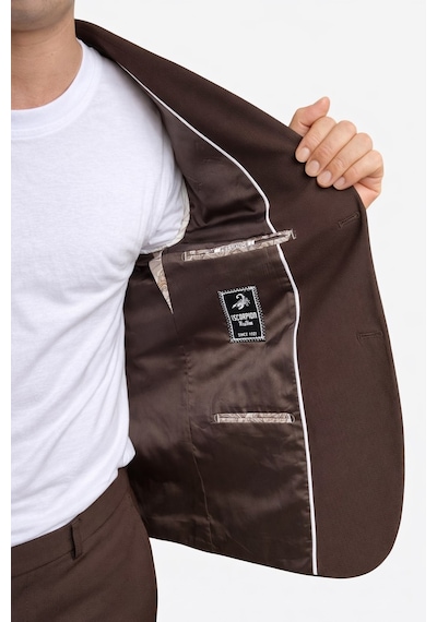 Erkek Slim Fit Mikro Desenli Takım Elbise 2 Düğmeli Çift Yırtmaçlı Modern Ceket Pantolon Takım Kahverengi Erkek Slim Fit Mikro Desenli Takım Elbise 2 Düğmeli Çift Yırtmaçlı Modern Ceket Pantolon Takım Kahverengi