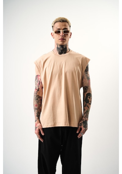 Respire Erkek Basic Tank Top Atlet Bej