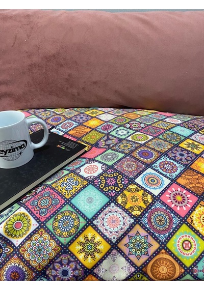 Petek Önü Desenli Bahçe Balkon Yer Minderi Puf Gül Kurusu