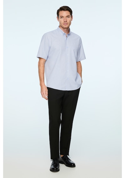 Morven Erkek Mavi Trend Desenli Regular Fit Düğmeli Yaka Kısa Kollıu Cepli Gömlek 26ys004009300 Mavi