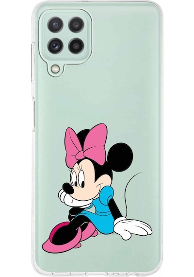 Samsung Uyumlu Galaxy A22 Kapak Minnie Mouse Tasarımlı Şeffaf Silikon Kılıf Şeffaf