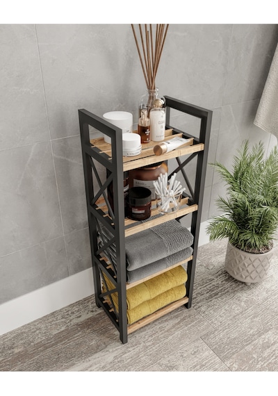 Mini 4 Katlı Dekoratif Banyo Rafı Peçete Havlu Aksesuar Düzenleyici Organıser Çok Renkli
