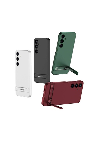 Galaxy S24 Kılıf Uzaklarda Arama Kamera Korumalı Dikey Standlı Ays Kılıf Gümüş