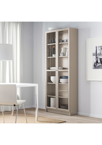Cam Kapaklı Kitaplık, Gri-metalik, 80x30x202 Cm Gri Cam Kapaklı Kitaplık, Gri-metalik, 80x30x202 Cm Gri