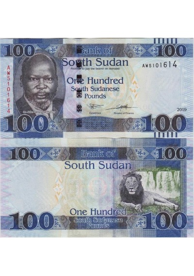 Güney Sudan 100 Pound 2019 Çil Kondisyon.