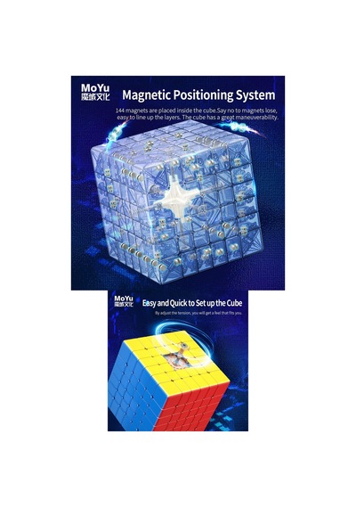 Moyu Meilong 6x6 Manyetik Bloklar 6m V2 - Mıknatıslı Standlı Tornavidalı Stickersız Zeka Küp