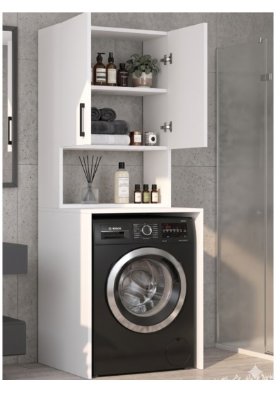 Bleu Çamaşır Makine Dolabı Çok Amaçlı Dolap Banyo Kiler Beyaz