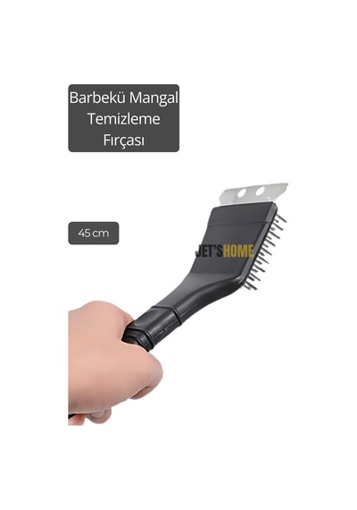 Barbekü Mangal Temizleme Fırçası Çift Taraflı Sert Fırça 45 Cm