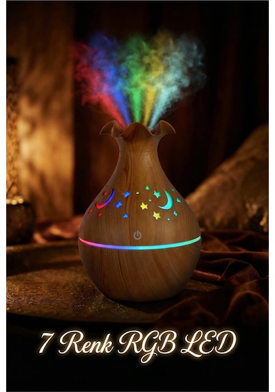 Ahşap Görünümlü Aroma Difüzör 130 Ml Ultrasonik Soğuk Buhar Sessiz Rgb Led Otomatik