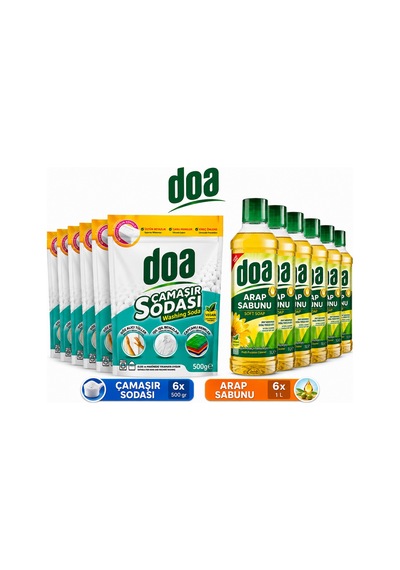 Arap Sabunu 1l X6 + Çamaşır Sodası 500 Gr X6 12 Li Mega Avantajlı Temizlik Set - 881050000 Diğer