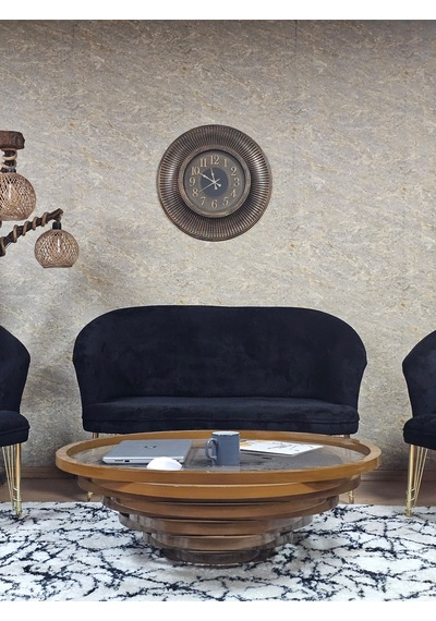 Zafir Teddy Takım Gold Kaplama Telli Ayak Çay Seti Koltuk - Berjer , Balkon, Salon, Ofis Siyah Zafir Teddy Takım Gold Kaplama Telli Ayak Çay Seti Koltuk - Berjer , Balkon, Salon, Ofis Siyah