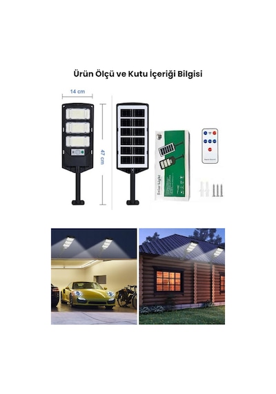 Technosmart Solar 144 Led Kumandalı Duvar Lambası Güneş Enerjili, Ip65, 3 Modlu Bahçe Aydınlatma 1 Adet
