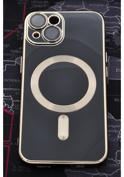Apple Uyumlu iPhone 13 Magsafe Özellikli Lens Korumalı Renkli Kılıf Siyah