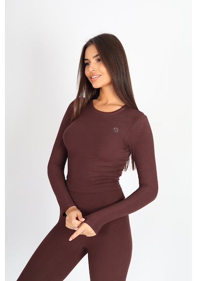 Soft&Basic Uzun Kollu Bisiklet Yaka Kahverengi Body Kahverengi
