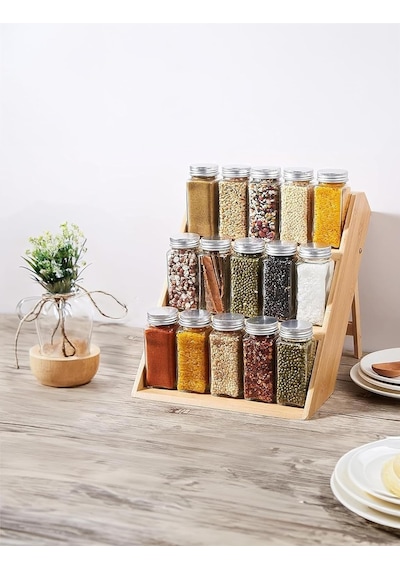 Deconox Bambu 3 Katlı Katlanabilir Baharat Standı / Çekmece İçi Kullanıma Uygun Baharatlar İçin Organizer Kavon Diğer