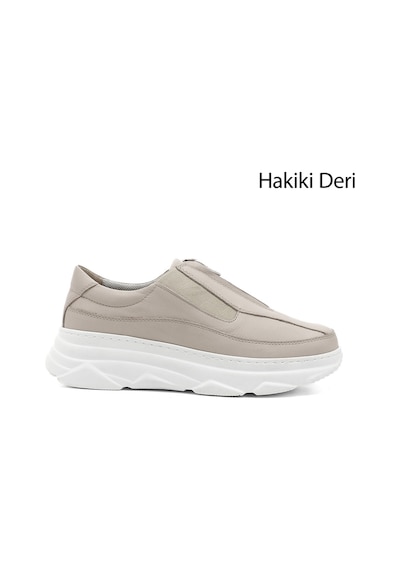 Gönderi(R) Gönderi R Bej Antik Fermuarlı Dolgu Taban Hakiki Deri Sneaker Bej