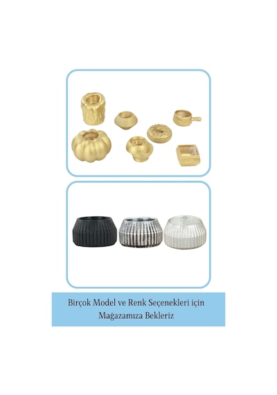 Mumluk Şamdan 3 Adet Tealight Uyumlu Çizgili Model - Altın