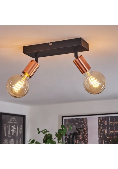 Riolıght Modern2 Siyah1 2xe27 Duylu Mafsallı Hareketli2 Başlık Glop Ampul Hariç Metal Spot Avize Siyah