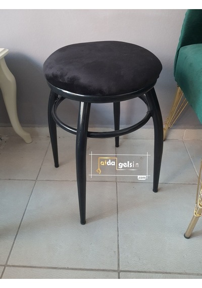 Mutfak Balkon Teras Ofis Krom Tabure Kara Inci Karışık Renk