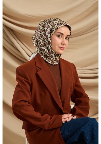 Silk Home Twill İpek Eşarp 11481-07 Bej, Mor, Kahverengi, Petrol Mavi