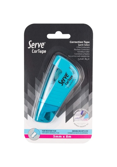 Serve Cortape Şerit Silici 5 Mm 8mt Fosforlu Mavi Tekli Blister Genel
