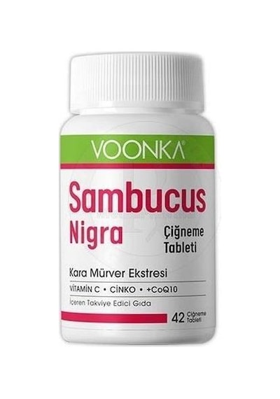 Voonka Sambucus Nigra Kara Mürver 42 Çiğneme Tableti