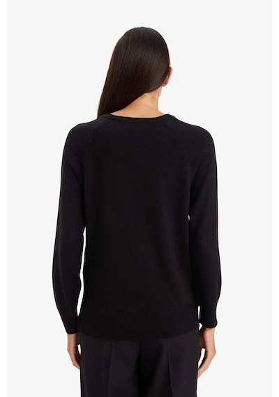 Defacto Relax Fit Bisiklet Yaka Basic Düz Triko Kazak I6913AZ25WNBK81 - Siyah