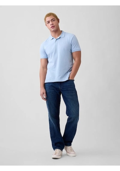 Gap Logo Piqué Polo Yaka T-shirt Erkek Mavi T-shirt Polo Yaka Tişört-14303