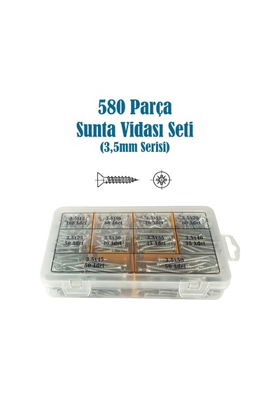 580 Parça Sunta Vidası Seti (3.5 MM Serisi)