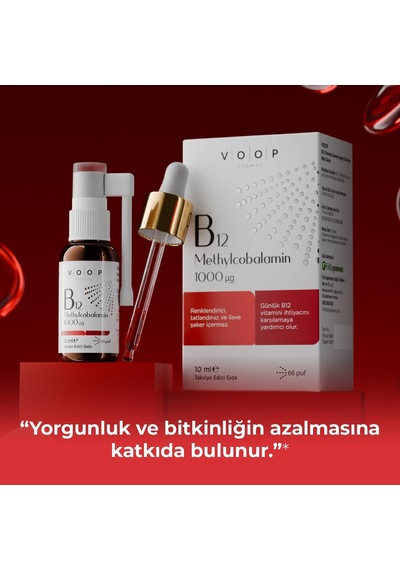 Vitamin B12 Methylcobalamin 1000 Mg Sprey Damla Takviye Edici Gıda 10 Ml