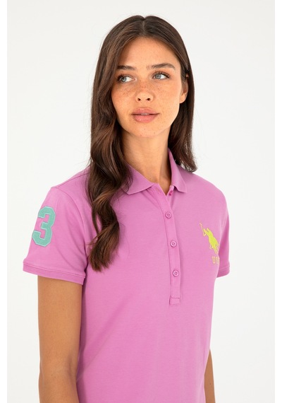 U.S. Polo Assn. Kadın Pembe Polo Yaka Mini Boy Örme Elbise 50280064-VR037