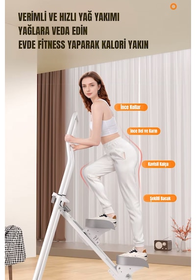 Robo Katlanabilir Dikey Tırmanma Egzersiz Aleti Yeni Versiyon Beyaz