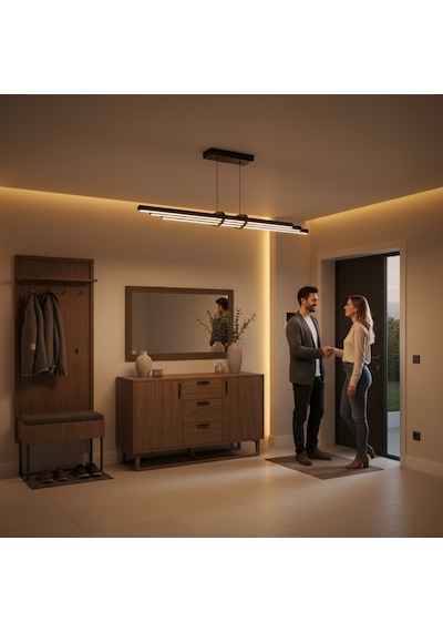 Cosmo Gold Lineer Led Sarkıt Avize Kumandalı Dim Edilebilir Aşağı Işık Sarı Işık